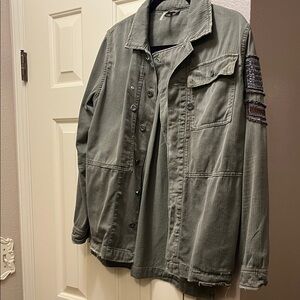 Free People Army Green embellished  Jacket
